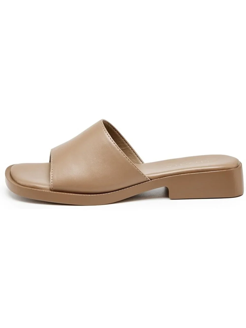 Women’s Khaki Faux Leather Comfortable Open Toe Fashion Backless Casual Flats